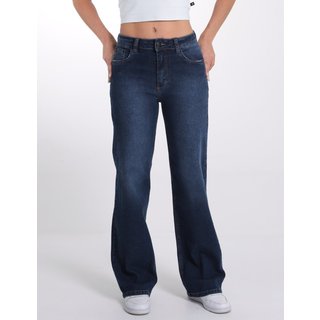 Calça Jeans Wide Leg Barra Normal Feminina Revanche Amância