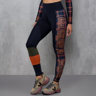 Calça Legging De Chelles Recorte Estampado Detalhe Lateral Bicolor FT1146CA