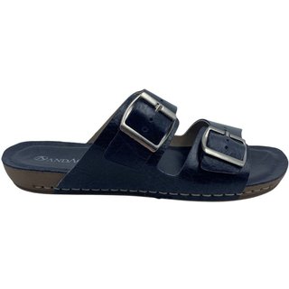 Tamanco Papete Andacco Couro Fivela Azul 14260 - Azul - andaco