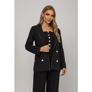 Blazer De Alfaiataria Com Costuras Contrastantes Salvatore Preto