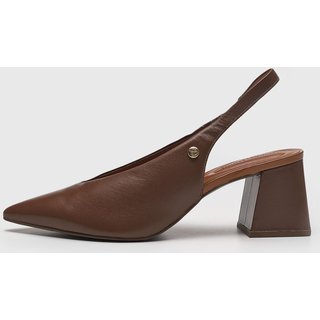 Slingback Feminino Loucos e Santos Salto Bloco Marrom