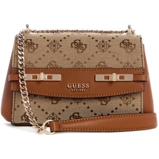 Bolsa Guess Mini Melinda Logo Transversal Flap Bege