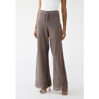 Calça Tricot Animale Jeans Wide Leg Lurex Marrom