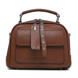 Bolsa Transversal Couro Bolsinha Feminina Moderna Compacta - Marrom