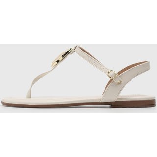Rasteira Feminina Beira Rio Detalhe Metalizado Off-White