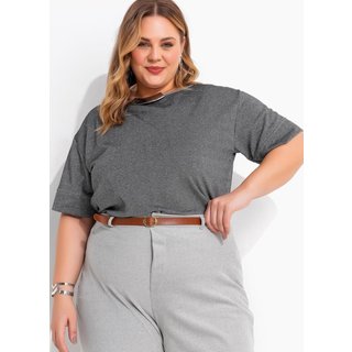 Blusa Em Malha Piquet Cinza Escura Marguerite