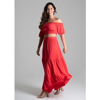Saia Longa Sawary Fashion Relax VERMELHO