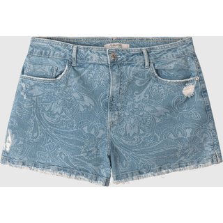Shorts Feminino Plus Size Paisley Em Jeans 100% Algodão