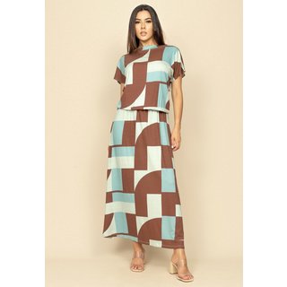 Vestido Longo Morcego Malha Estampa Santa Rosa do Tocantins