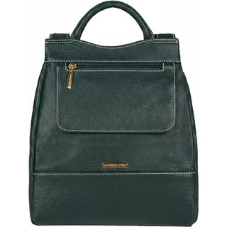 Mochila pequena antifurto couro liso Susan - Verde militar