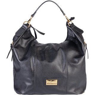 Bolsa saco mochila em couro liso Charlote - Preto