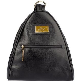 Mochila de couro liso 2 em 1 Malu - Preto