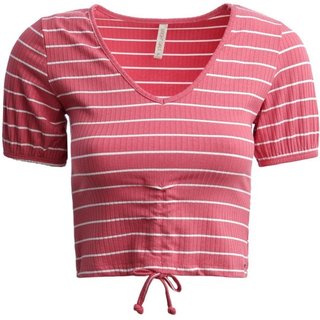 Blusa Cropped Canelada Feminina ROSA/BRANCO