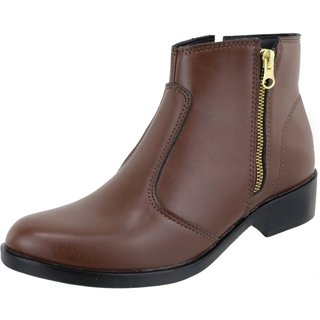 Botinha Basica Confortavel Macia Cano Curto Agnes Veronez Chocolate