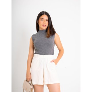 Regata La Cor Tricot Texturizada Cinza