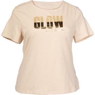 Blusa Feminina Habana Estampada Plus Size Bege/Dourado