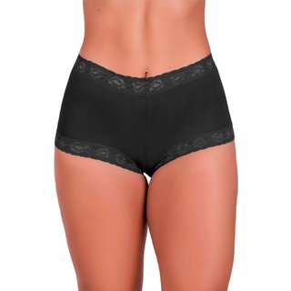 Tanga Gabi Lingerie Shortinho Microfibra Cintura Alta Detalhes em Renda Sensual Preto