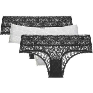 Kit 3 Calcinhas Caleçon Sweet Lace Branco e Preto Loungerie