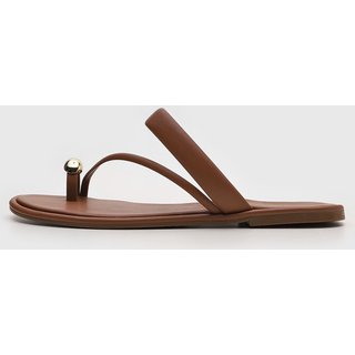 Rasteira Feminina Arezzo Esfera Dourada Marrom
