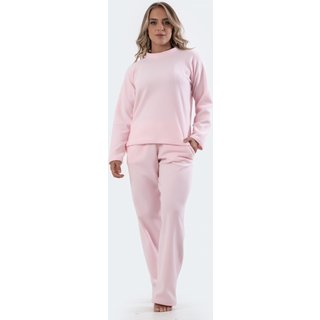 Pijama Feminino Linha Noite Longo Inverno Plush Super Conforto Rosa