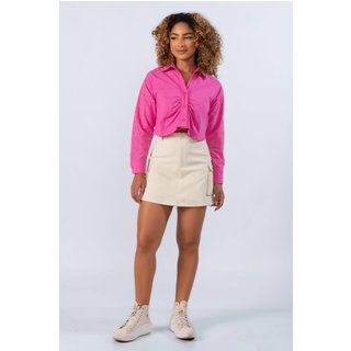 Camisa cropped manga corte laise Rosa