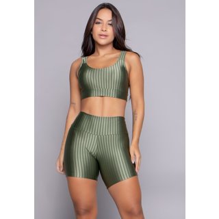 Conjunto Fitness Bella Fiore Modas Top Bojo Removível e Short New Zig Verde