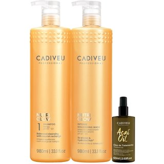 Kit Cadiveu Professional Nutri Glow Shampoo Máscara G e Açaí Oil 60 (3 produtos)
