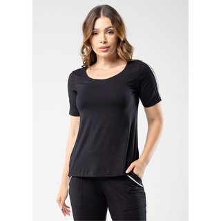 Blusa Manga Pau a Pique Curta Básica Preto PRETO - PP Pau a Pique