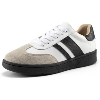 Tênis Feminino Bella Nina Casual Dia A Dia Confortável Estilo Camurça Branco Com Preto