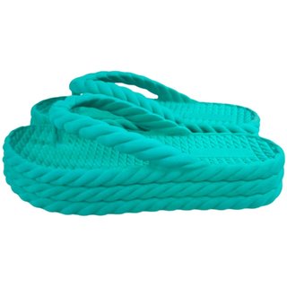 Chinelo Feminino Nuvem Plataforma Trançado Corda De Dedo Moda Casual Premium Verde Claro