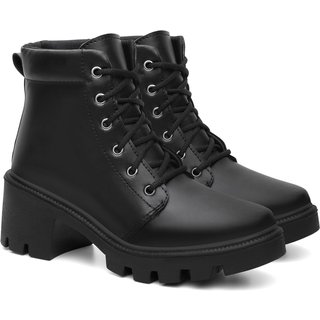 Bota Coturno Feminino Anna Andrade Cano Curto Salto Bloco Baixo Tendência Preto