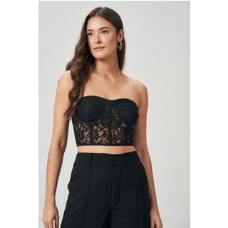 Top Black Renda Feminino Acostamento