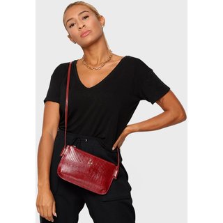 Bolsa Transversal Couro Mariart Lezard 201L Vermelha