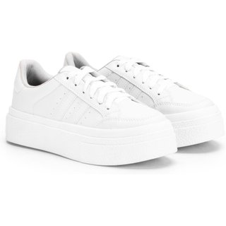 Tenis Feminino Sapatenis Sola Alta Listras Branco Original Casual