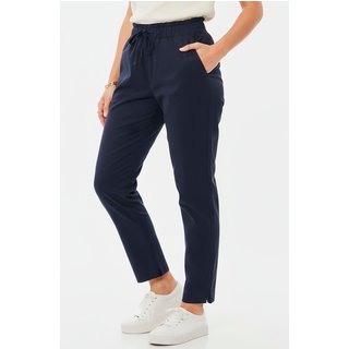 Calça Sarja Feminina Cintura Alta com Elastano e Amarração Conforto e Estilo Casual Azul Marinho