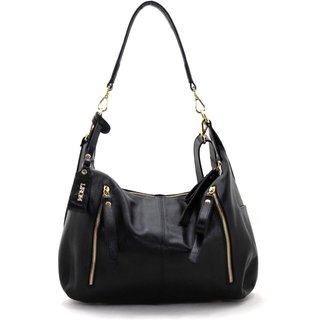 Bolsas Femininas Grife Lirom Couro Macio Detalhe Zíper Preta
