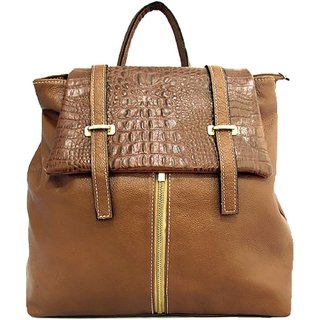 Mochila SN Couros Holanda Caramelo/Croco