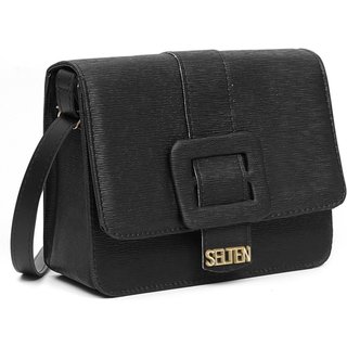 Bolsa Tiracolo Feminina Lateral Com Fivela Lançamento Preta