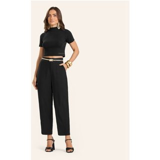 Calça Pantalona em Viscose Double Feminina Endless Preto