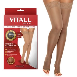 Meia 7/8 Vitall Medical Média Compressão Sem Ponteira 18-21 mmHg Feminino 1712