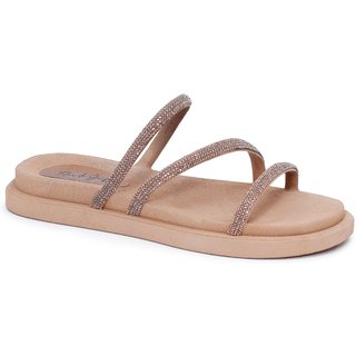 Sandália Papete F G Flor de Griffe Flat Brilho Ouro