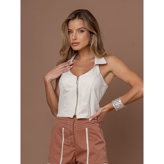 Top Clubsoda sarja com zíper destacável beige