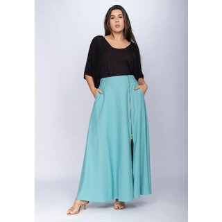 Saia Amazônia Vital Midi com Zíper Turquesa Suave