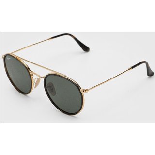 Óculos de Sol Ray-Ban Round Double Bridge Dourado e Preto