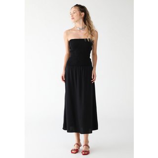 Vestido Canelado Colcci Midi Saia Lisa Preto