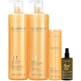 Kit Cadiveu Professional Nutri Glow Shampoo G Condicionador Máscara G e Açaí Oil 60 (4 produtos)