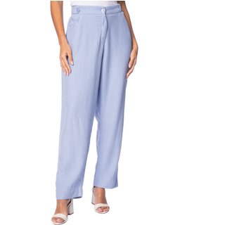 Calça Feminina Biamar Reta Bolsos Azul Claro