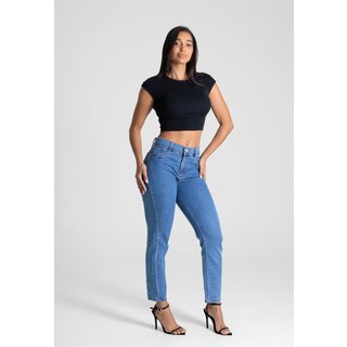 Calça Jeans Feminina Sawary Skinny Cintura Alta Azul