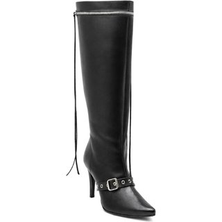 Bota Feminina Knee High Com Capa Salto Fino Blogueira Estilosa Sete Sales 1710 Preto