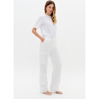 Calça Reta Sarja Bolsos Cargo Sport Easy